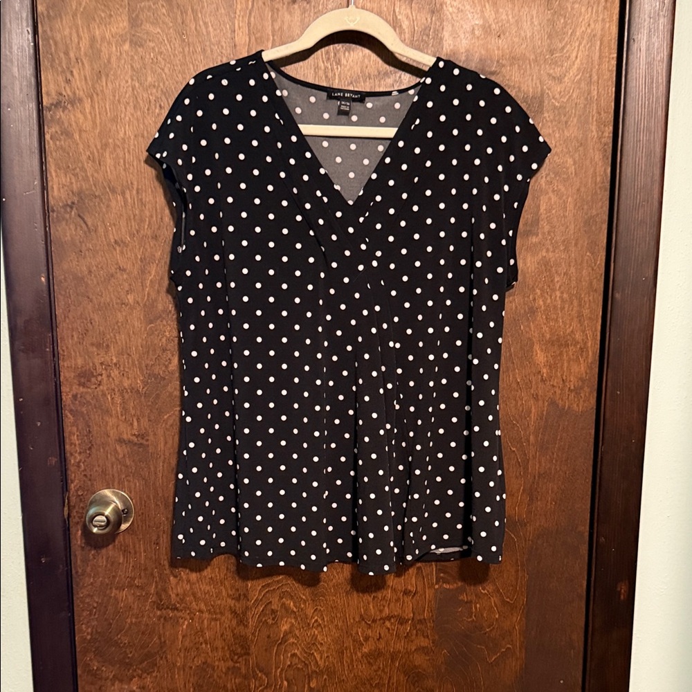 Lane Bryant Black and White Polka Dot Blouse 14/16
